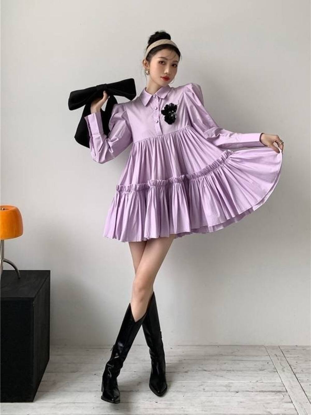4MILE Ruffled Babydoll Shirtdress Size Small